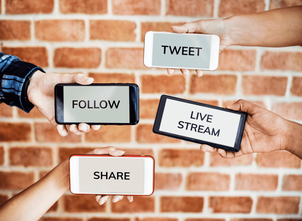 Social media platforms on different smartphones