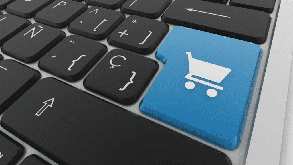 Shopping cart icon on the keyboard to add to cart on online stores